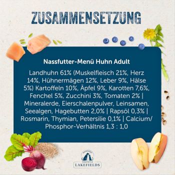 Preview: Nassfutter-Menü Huhn – Premium Alleinfuttermittel für Hunde mit frischem Landhuhn, Gemüse & Kräutern